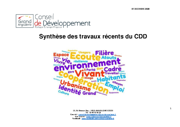Synthèse des travaux du CDD décembre 2020
