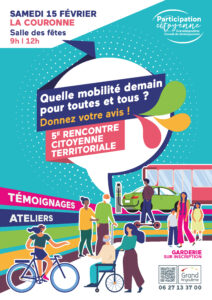 Affiche de la 5e rencontre citoyenne territoriale sur le thème des mobilités